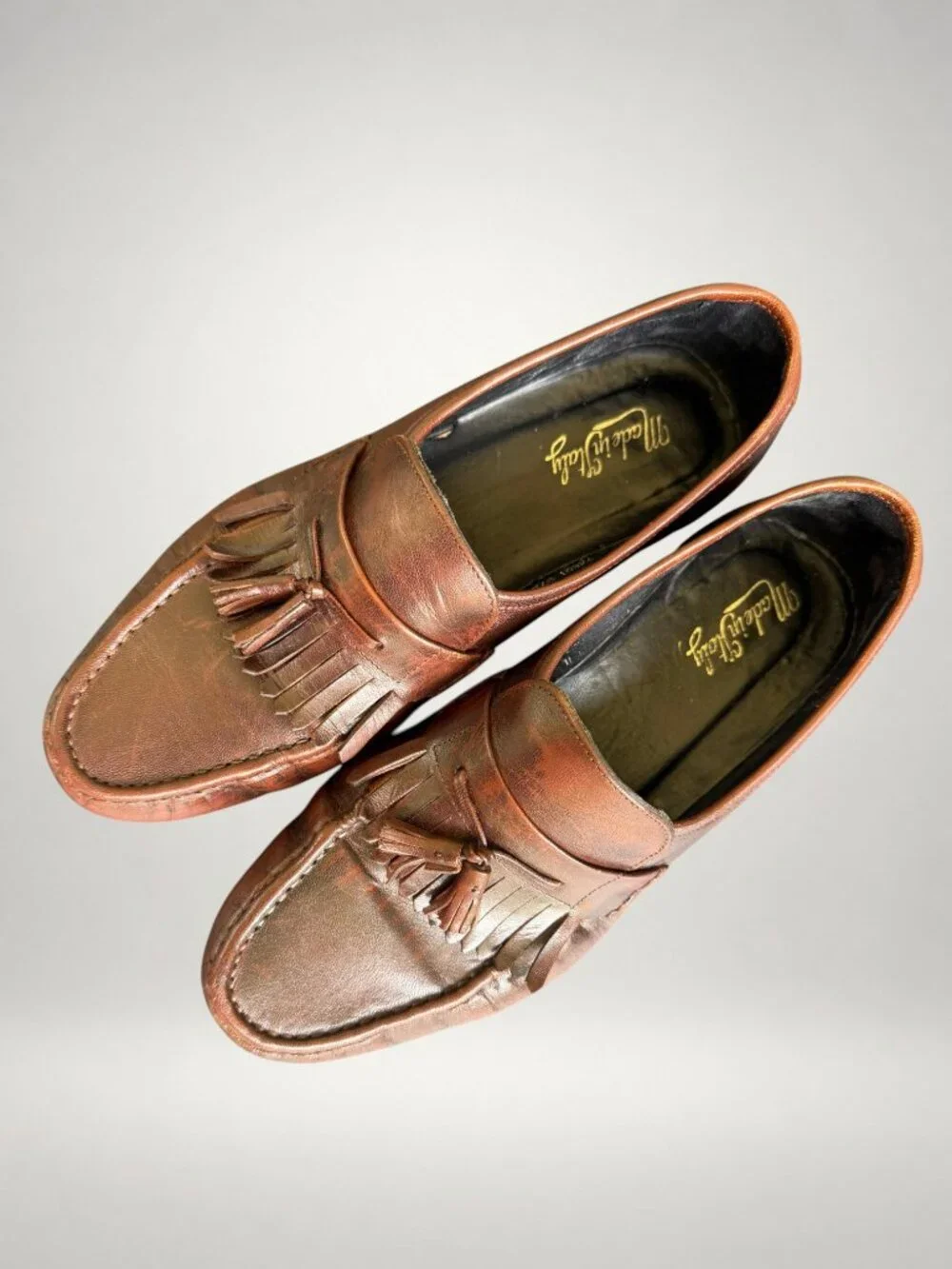 Kenneth Cole Made in Italy Brown Leather Tassel Loafers Men's 11 EEE
